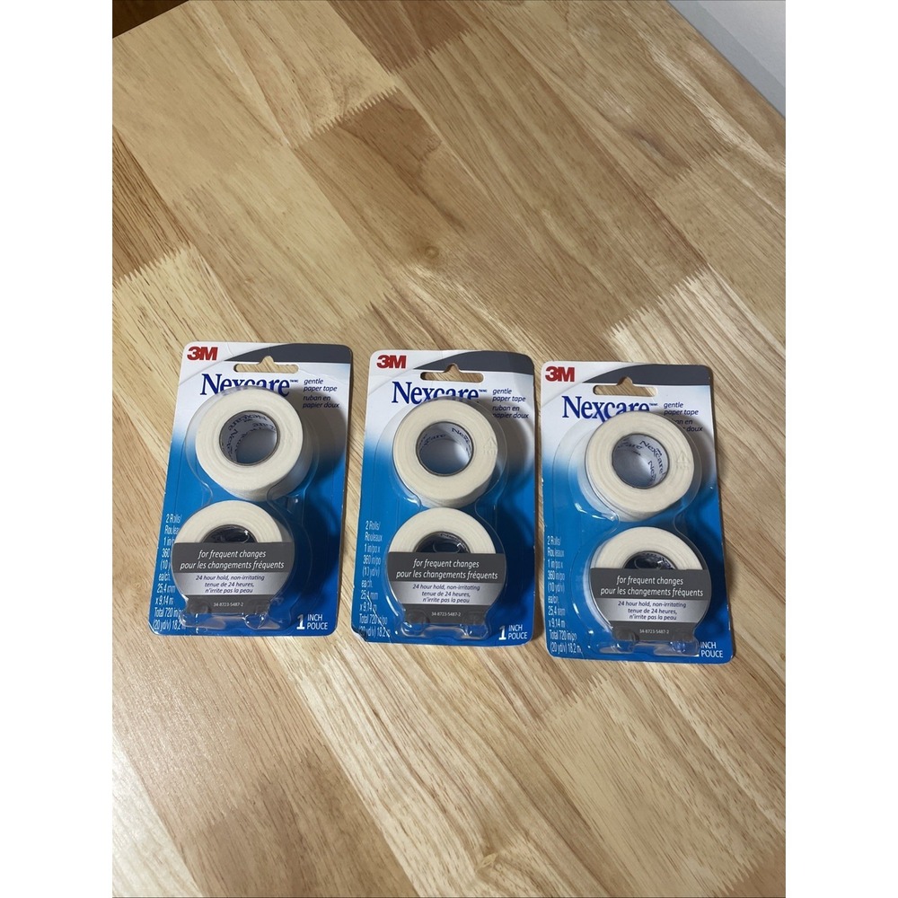 Nexcare Gentle Paper Tape 1 In x 10 Yds, 3 Rolls of Tape Easy On / Off - 3 Pack
